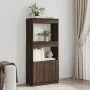 Aparador de madera de ingeniería marrón roble 63x33x140 cm de , Librerías y estanterías - Ref: Foro24-855112, Precio: 69,94 €...
