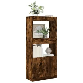Aparador de madera de ingeniería roble ahumado 63x33x140 cm de , Librerías y estanterías - Ref: Foro24-855110, Precio: 68,70 ...
