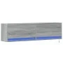 Mueble de TV de pared con luces LED gris Sonoma 140x31x38 cm de , Muebles TV - Ref: Foro24-852374, Precio: 98,82 €, Descuento: %