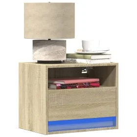 Wand-Nachttische mit LED-Lichtern, 2 Stück, Sonoma-Eiche. von , Nachttische - Ref: Foro24-852066, Preis: 57,78 €, Rabatt: %
