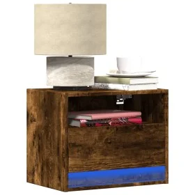 Wall-mounted bedside tables with LED lights 2 units smoked oak by , Nightstands - Ref: Foro24-852070, Price: 58,93 €, Discoun...