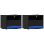 Mesitas de noche de pared con luces LED 2 unidades negro de , Mesitas de noche - Ref: Foro24-852064, Precio: 61,52 €, Descuen...