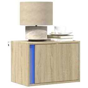 Mesita de noche de pared con luces LED roble Sonoma de , Mesitas de noche - Ref: Foro24-852093, Precio: 35,47 €, Descuento: %