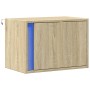 Mesita de noche de pared con luces LED roble Sonoma de , Mesitas de noche - Ref: Foro24-852093, Precio: 35,90 €, Descuento: %