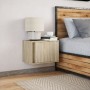 Mesita de noche de pared con luces LED roble Sonoma de , Mesitas de noche - Ref: Foro24-852093, Precio: 35,90 €, Descuento: %