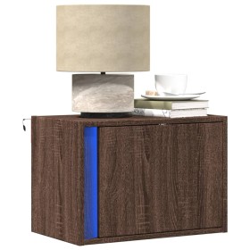 Mesitas de noche de pared con luces LED 2 unidades roble marrón de , Mesitas de noche - Ref: Foro24-852102, Precio: 62,51 €, ...