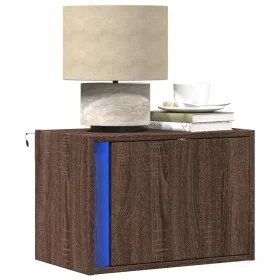 Mesitas de noche de pared con luces LED 2 unidades roble marrón de , Mesitas de noche - Ref: Foro24-852102, Precio: 61,76 €, ...