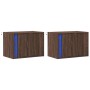 Mesitas de noche de pared con luces LED 2 unidades roble marrón de , Mesitas de noche - Ref: Foro24-852102, Precio: 62,51 €, ...