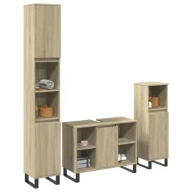 Set de muebles de baño 3 pzas madera contrachapada roble Sonoma de , Muebles de baño - Ref: Foro24-3307681, Precio: 201,01 €,...