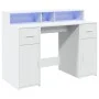 Escritorio con luz LED madera ingeniería blanco 120x55x91 cm de , Escritorios - Ref: Foro24-3309411, Precio: 194,37 €, Descue...