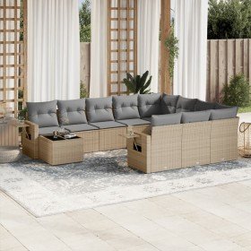 Set de sofás de jardín 11pzas con cojines ratán sintético beige en Conjuntos de jardín | Comprar online en Foru.es