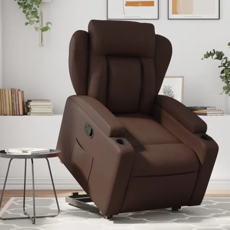 Sillón reclinable elevable cuero sintético marrón de , Sillones - Ref: Foro24-3204546, Precio: 287,19 €, Descuento: %