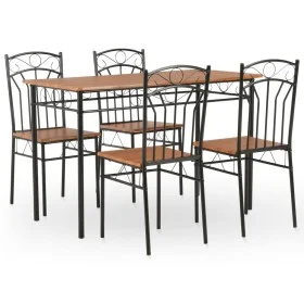 Conjunto de comedor de 5 piezas MDF y acero marrón de , muebles para cocinas y comedores - Ref: Foro24-281400, Precio: 182,35...