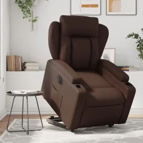 Sillón reclinable elevable eléctrico de cuero sintético marrón de , Sillones - Ref: Foro24-3204560, Precio: 337,51 €, Descuen...