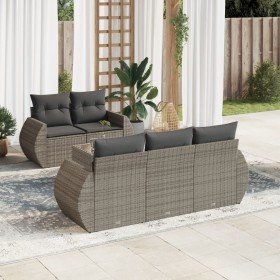 Set de muebles de jardín 6 pzas y cojines ratán sintético gris en Conjuntos de jardín | Comprar online en Foru.es