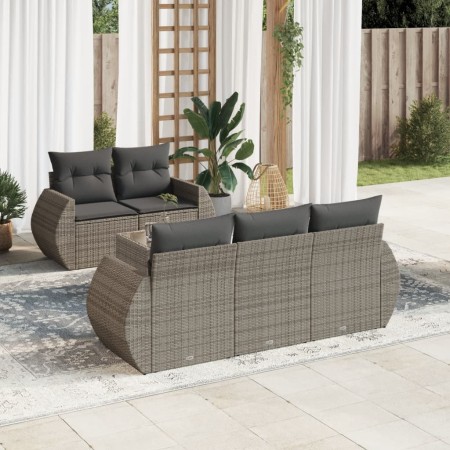 Set de muebles de jardín 6 pzas y cojines ratán sintético gris en Conjuntos de jardín | Comprar online en Foru.es