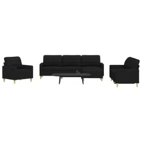 Juego de sofás con reposapiés 4 piezas tela negro de , Sofás - Ref: Foro24-3278299, Precio: 705,62 €, Descuento: %