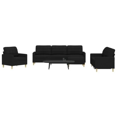 4-piece black fabric sofa set with footrests by , Sofas - Ref: Foro24-3278299, Price: 705,62 €, Discount: %