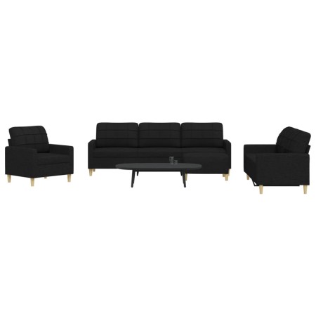 Juego de sofás con reposapiés 4 piezas tela negro de , Sofás - Ref: Foro24-3278299, Precio: 680,99 €, Descuento: %