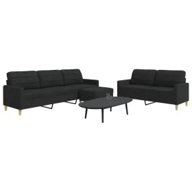 Juego de sofás con reposapiés 3 piezas tela negro de , Sofás - Ref: Foro24-3278331, Precio: 560,34 €, Descuento: %