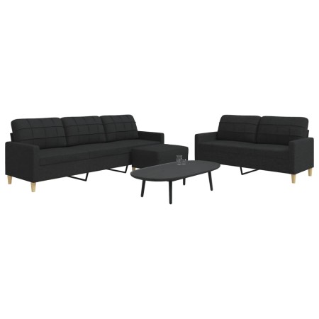 Juego de sofás con reposapiés 3 piezas tela negro de , Sofás - Ref: Foro24-3278331, Precio: 542,07 €, Descuento: %