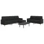 Juego de sofás con reposapiés 3 piezas tela negro de , Sofás - Ref: Foro24-3278331, Precio: 560,34 €, Descuento: %