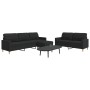 Juego de sofás con reposapiés 3 piezas tela negro de , Sofás - Ref: Foro24-3278331, Precio: 542,07 €, Descuento: %
