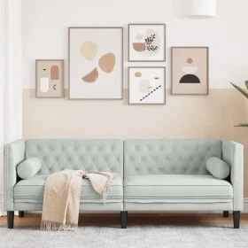 Sofá Chesterfield 3 plazas con cojines terciopelo gris claro de , Sofás - Ref: Foro24-372693, Precio: 273,24 €, Descuento: %