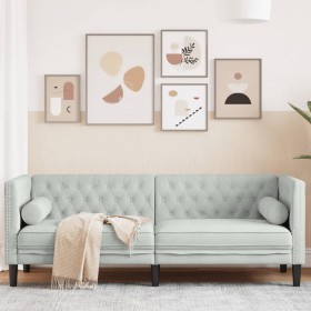 Sofá Chesterfield 3 plazas con cojines terciopelo gris claro de , Sofás - Ref: Foro24-372693, Precio: 255,72 €, Descuento: %