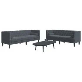 Set sofás Chesterfield con cojines 2 pzs terciopelo gris oscuro de , Sofás - Ref: Foro24-3209292, Precio: 640,25 €, Descuento: %