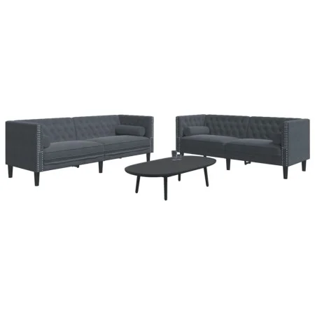 Set sofás Chesterfield con cojines 2 pzs terciopelo gris oscuro de , Sofás - Ref: Foro24-3209292, Precio: 640,25 €, Descuento: %
