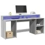 Escritorio con LED madera ingeniería gris sonoma 200x55x91 cm de , Escritorios - Ref: Foro24-3309443, Precio: 222,69 €, Descu...