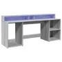 Escritorio con LED madera ingeniería gris sonoma 200x55x91 cm de , Escritorios - Ref: Foro24-3309443, Precio: 222,69 €, Descu...