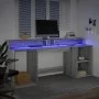 Escritorio con LED madera ingeniería gris sonoma 200x55x91 cm de , Escritorios - Ref: Foro24-3309443, Precio: 222,69 €, Descu...