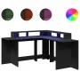 Escritorio con luz LED madera ingeniería negro 152x152x91 cm de , Escritorios - Ref: Foro24-3309457, Precio: 210,25 €, Descue...