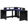 Escritorio con luz LED madera ingeniería negro 152x152x91 cm de , Escritorios - Ref: Foro24-3309457, Precio: 210,25 €, Descue...