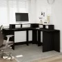 Escritorio con luz LED madera ingeniería negro 152x152x91 cm de , Escritorios - Ref: Foro24-3309457, Precio: 210,25 €, Descue...