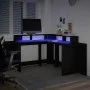 Escritorio con luz LED madera ingeniería negro 152x152x91 cm de , Escritorios - Ref: Foro24-3309457, Precio: 210,25 €, Descue...