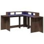 Escritorio con LED madera ingeniería marrón roble 152x152x91 cm de , Escritorios - Ref: Foro24-3309462, Precio: 162,83 €, Des...