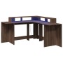 Escritorio con LED madera ingeniería marrón roble 152x152x91 cm de , Escritorios - Ref: Foro24-3309462, Precio: 165,23 €, Des...