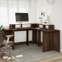 Escritorio con LED madera ingeniería marrón roble 152x152x91 cm de , Escritorios - Ref: Foro24-3309462, Precio: 162,83 €, Des...