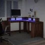 Escritorio con LED madera ingeniería marrón roble 152x152x91 cm de , Escritorios - Ref: Foro24-3309462, Precio: 162,83 €, Des...
