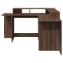 Escritorio con LED madera ingeniería marrón roble 152x152x91 cm de , Escritorios - Ref: Foro24-3309462, Precio: 165,23 €, Des...