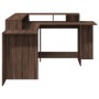 Escritorio con LED madera ingeniería marrón roble 152x152x91 cm de , Escritorios - Ref: Foro24-3309462, Precio: 165,23 €, Des...