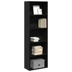 Estantería de madera de ingeniería negra 60x30x189 cm de , Librerías y estanterías - Ref: Foro24-857918, Precio: 77,16 €, Des...
