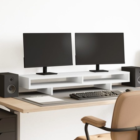 Soporte de monitor madera maciza de pino blanco 100x27x15 cm de , Bases y elevadores para ordenadores - Ref: Foro24-854751, P...