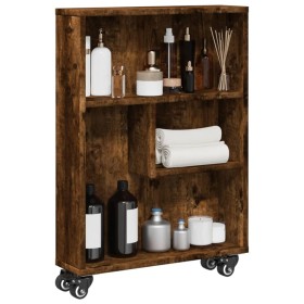 Carrito de almacenaje estrecho madera roble ahumado 48x13x68 cm de , Librerías y estanterías - Ref: Foro24-855227, Precio: 44...
