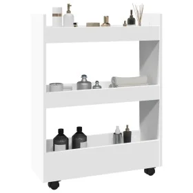Schmaler Aufbewahrungswagen, 3 Ebenen, weißes Ingenieurholz von , Küchen- und Speisewagen - Ref: Foro24-855250, Preis: 50,00 ...
