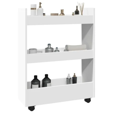 Narrow storage cart 3 levels engineered wood white by , Kitchen and dining carts - Ref: Foro24-855250, Price: 50,00 €, Discou...