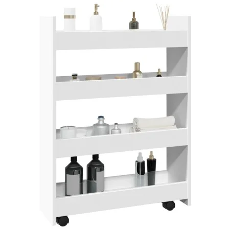 Narrow storage cart 4 levels engineered wood white by , Kitchen and dining carts - Ref: Foro24-855259, Price: 58,04 €, Discou...